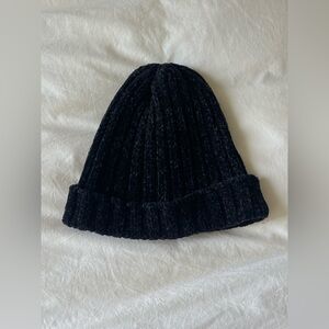 Black Ribbed Knit Beanie Red Threads Winter Hat